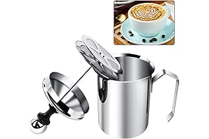 Manual Milk Frother | Double Mesh Screen | 500ml Capacity | Perfect...