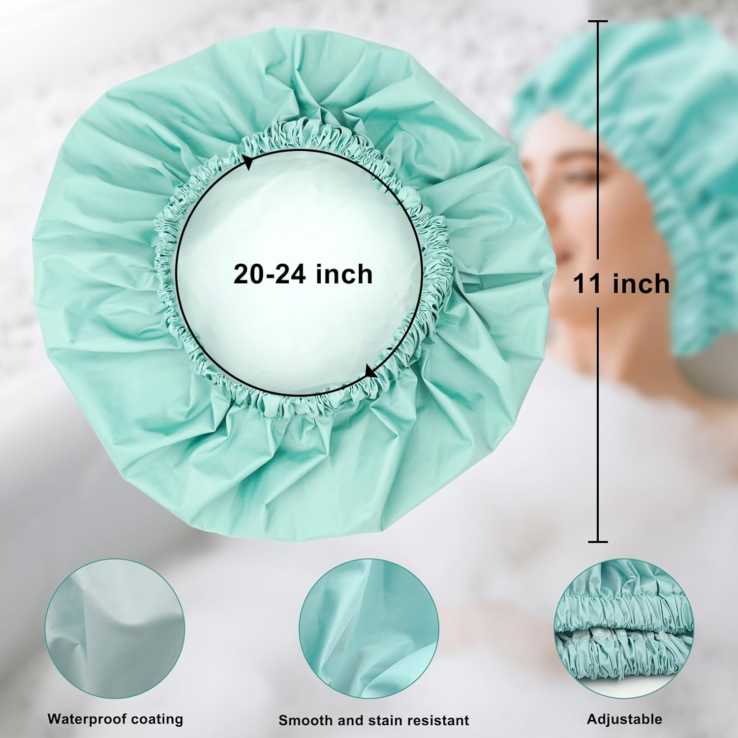 Shower Caps For Women Reusable Waterproof : Beauty & Personal Care