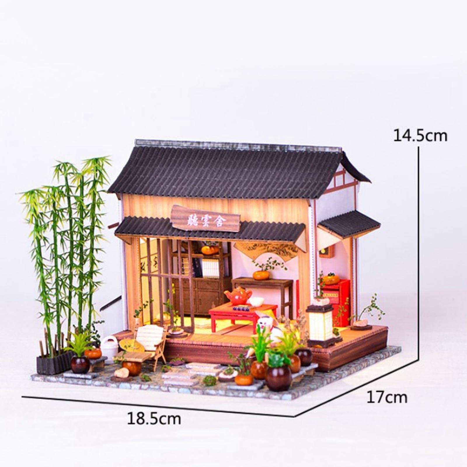 Kit Fai da Te per Casa delle Bambole in Miniatura in Stile Cinese con LED, Ideale Come Regalo per Costruire