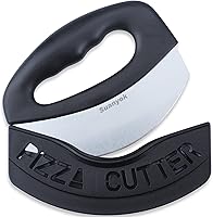 Vista 11 de Cortador de pizza premium con rueda y picador de alimentos - Cuchillo de pizza multifunción con cuchilla superafilada de acero inoxidable, rebanador
