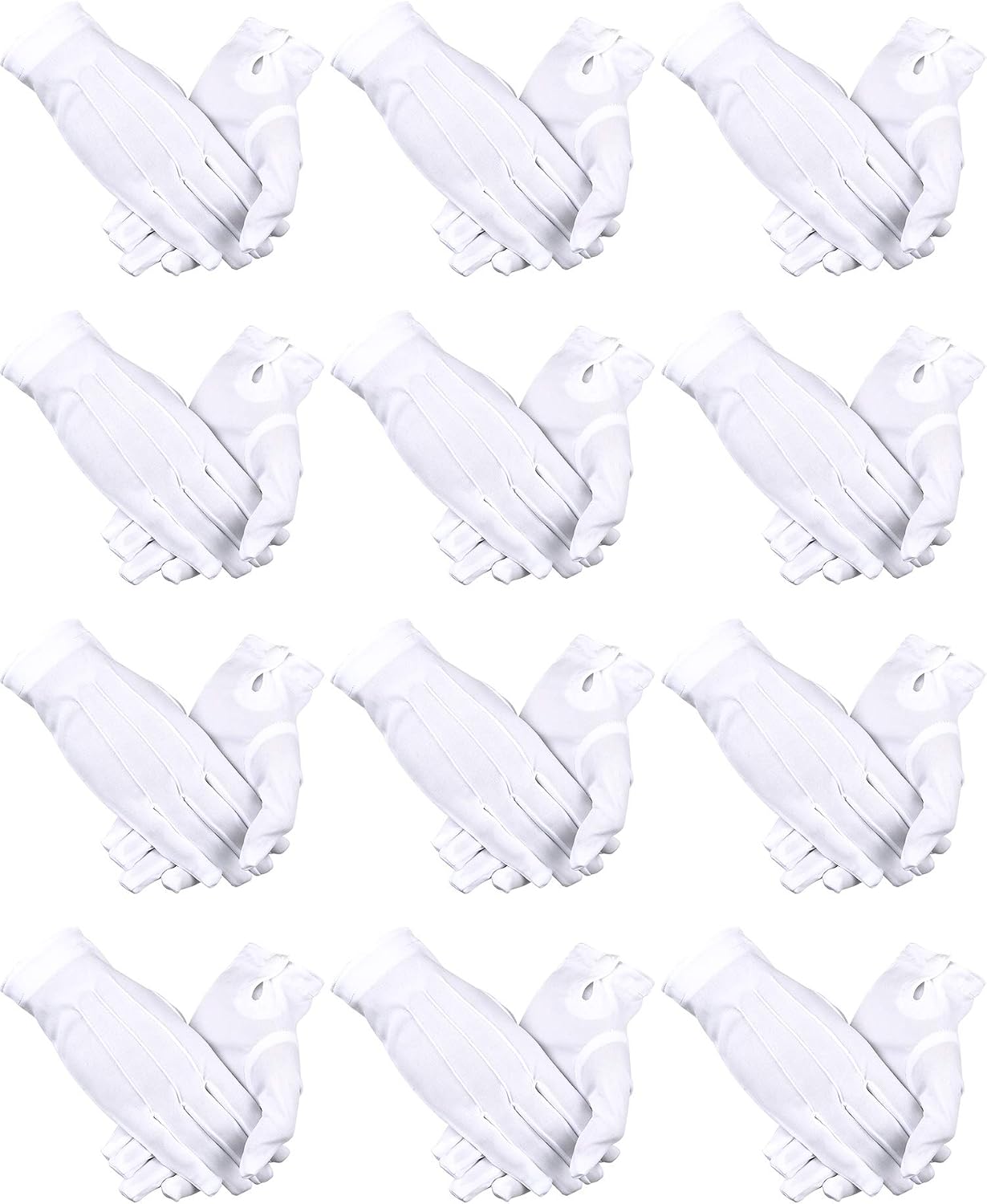 SATINIOR 12 Pairs Formal White Gloves for Men, Parade Uniform Costume Glove with Snap Cuff for Cosplay Guard Honor Church
