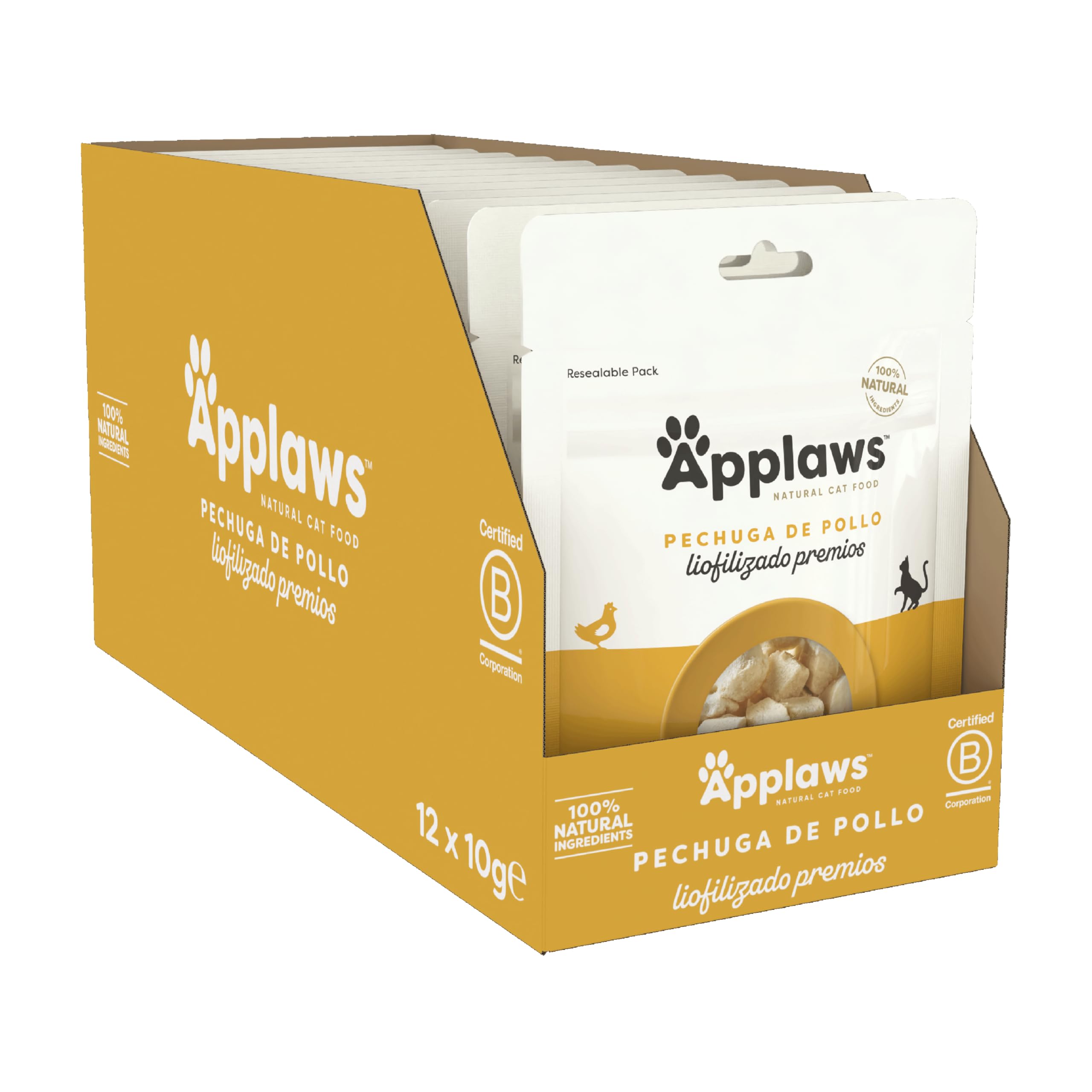 Applaws Natural Cat Treats, Freeze Dried Chicken Breast - Pack of 12 x 10g Bags