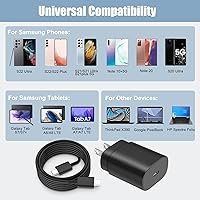 Vista 57 de Cargador súper rápido tipo C, cargador de pared USB C de 25 W, bloque de carga rápida y cable de 8 pies para Samsung Galaxy S25 S24