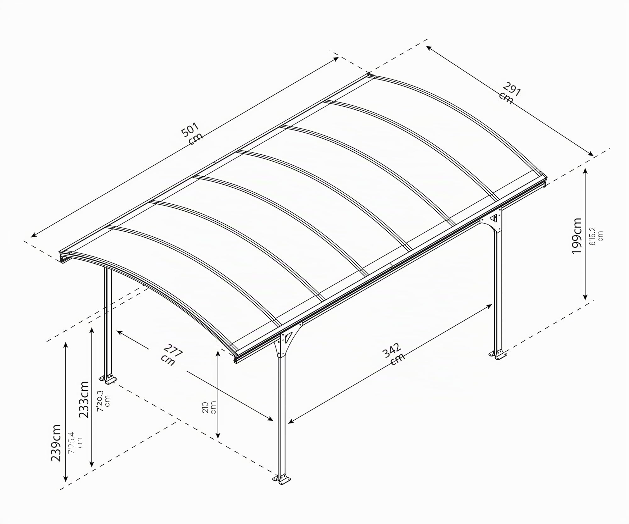 Canopia by Palram Carport Vitoria 14.6m² en polycarbonate, Aluminium robuste et antirouille protection de la voiture contre la lumière du soleil