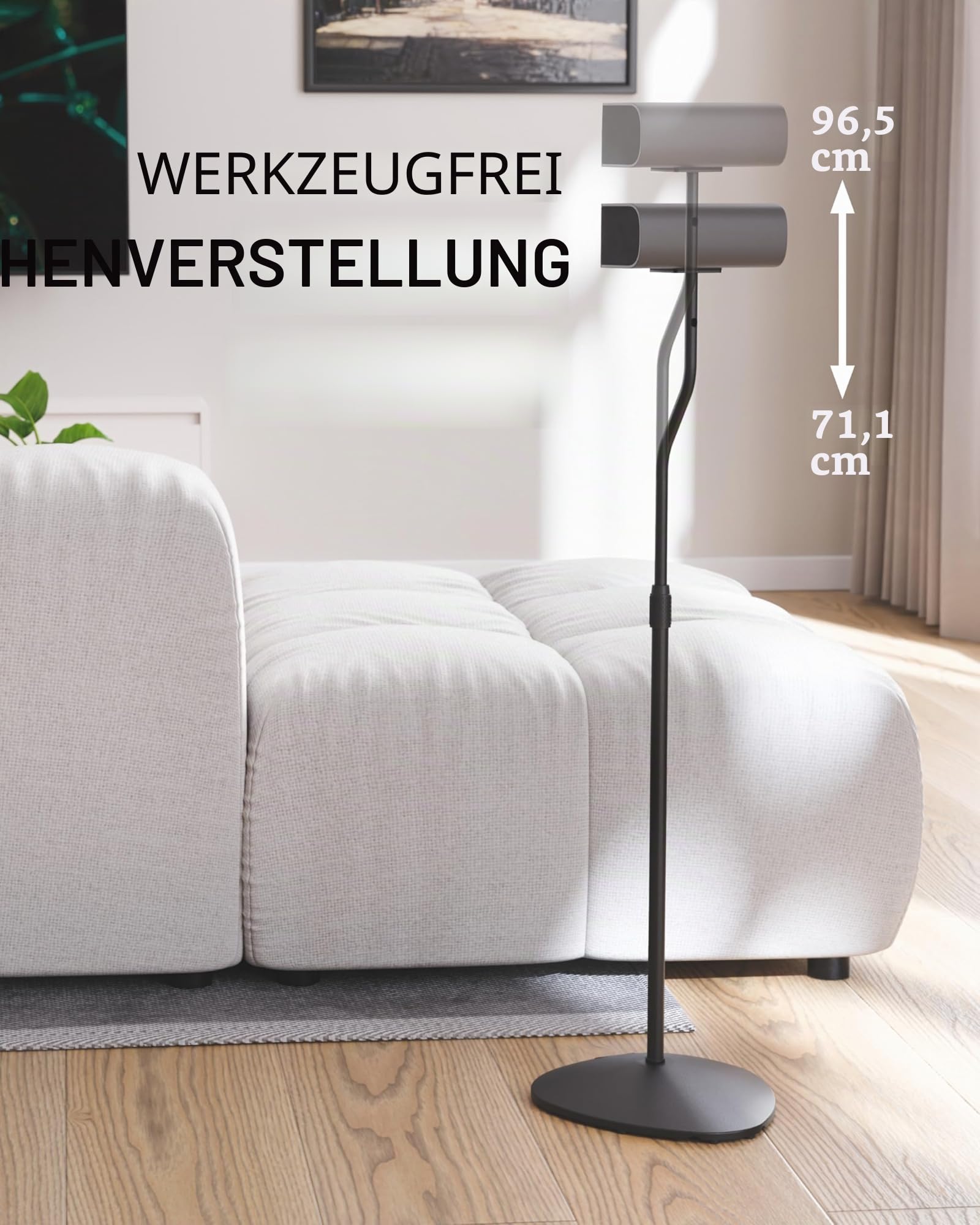 Sanus Höhenverstellbarer Lautsprecherständer – ausziehbar von 71,1 cm bis 96,5 cm – für Satelliten- und kleine Regallautsprecher (z. B. Bose, Harmon Kardon, Polk, JBL, KEF, Klipsch, Sony und andere) –