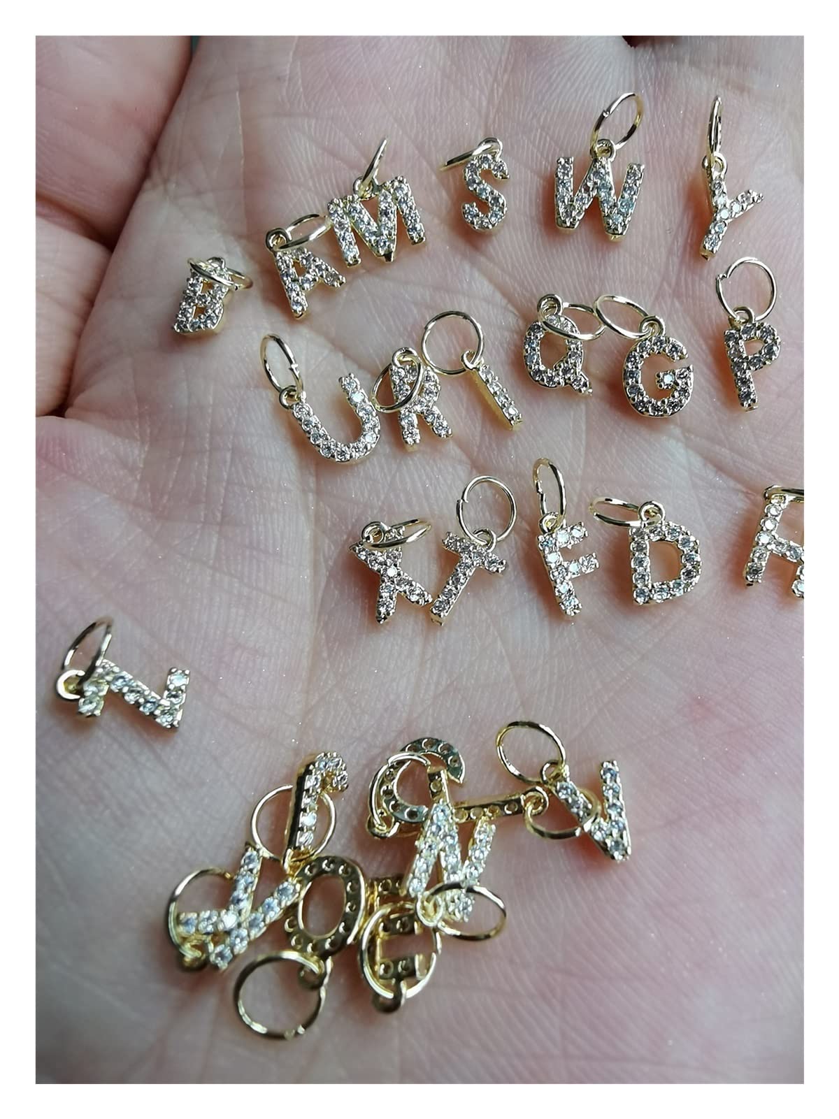 26 Lettere/Lot 3D Zircon Nail Art Charms Piercing Alphabet Dangle, 2 6pc. Set di Gioielli A-Z. Decorazioni for Unghie in Metallo Alfabeto Oro # 1002# wanglan