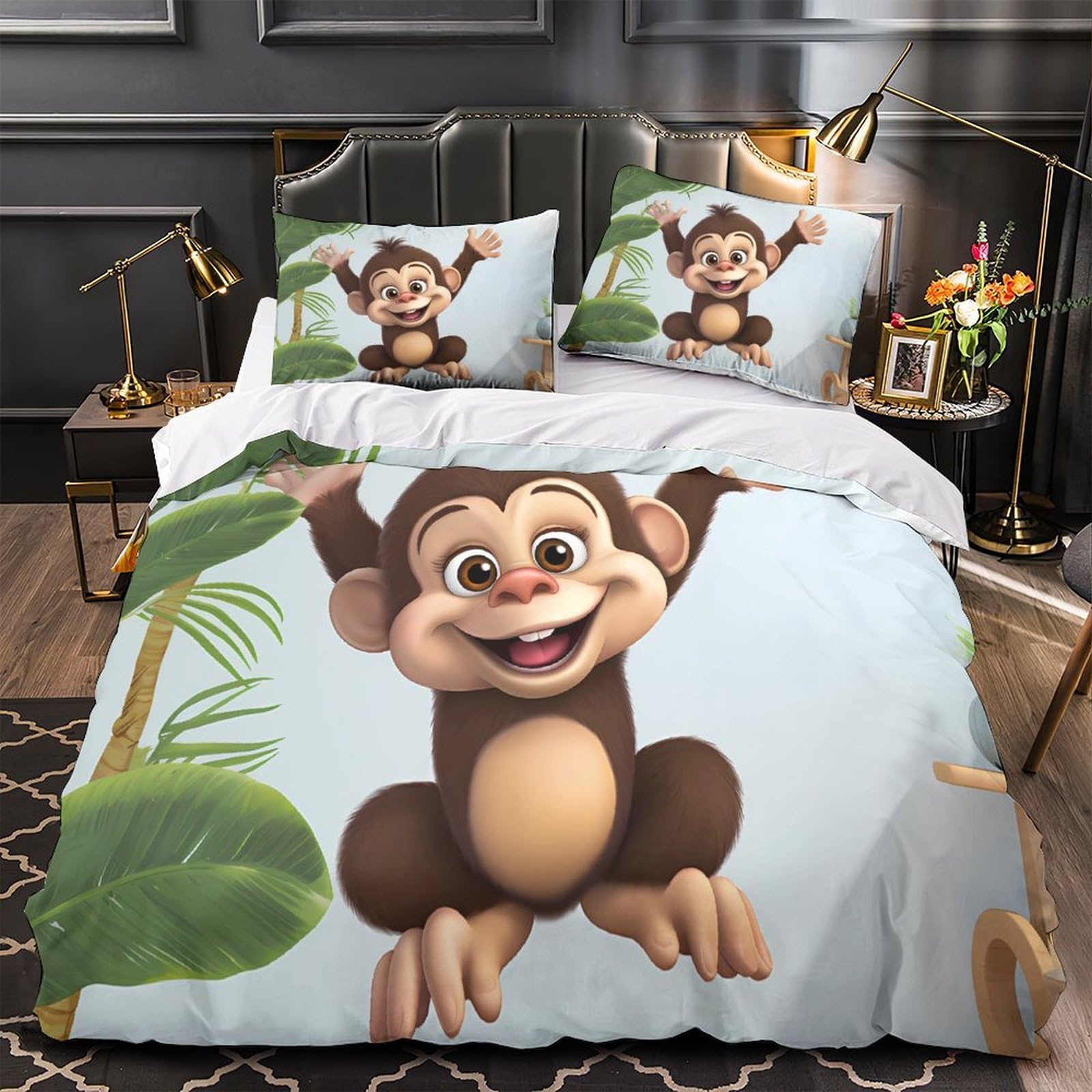 Parure de Lit Microfibre Hypoallergique Singe 3D Douceur