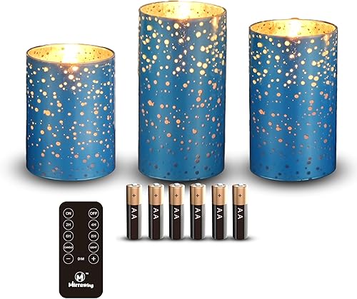 Miniatura 2 de M Mirrowing Velas sin llama de cristal rojo con control remoto, velas que funcionan con pilas con temporizador, velas parpadeantes realistas sin