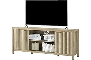 Fluted TV Stand: Mid Century Media Console with Storage for 50-65' TVs...