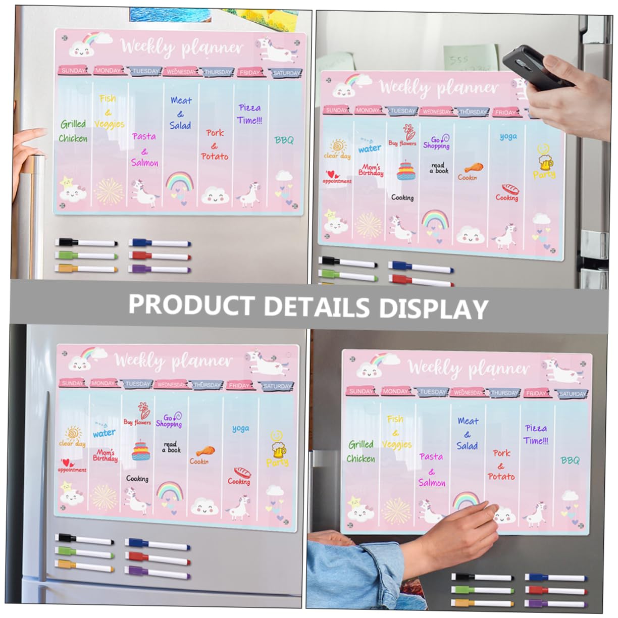 NUOBESTY Magnetische Acryltafel Für Kühlschrank Wochenplanungstafel Durchsichtige Whiteboard Trocken Abwischbar Mit Magneten Für Wand Und Kühlschrank