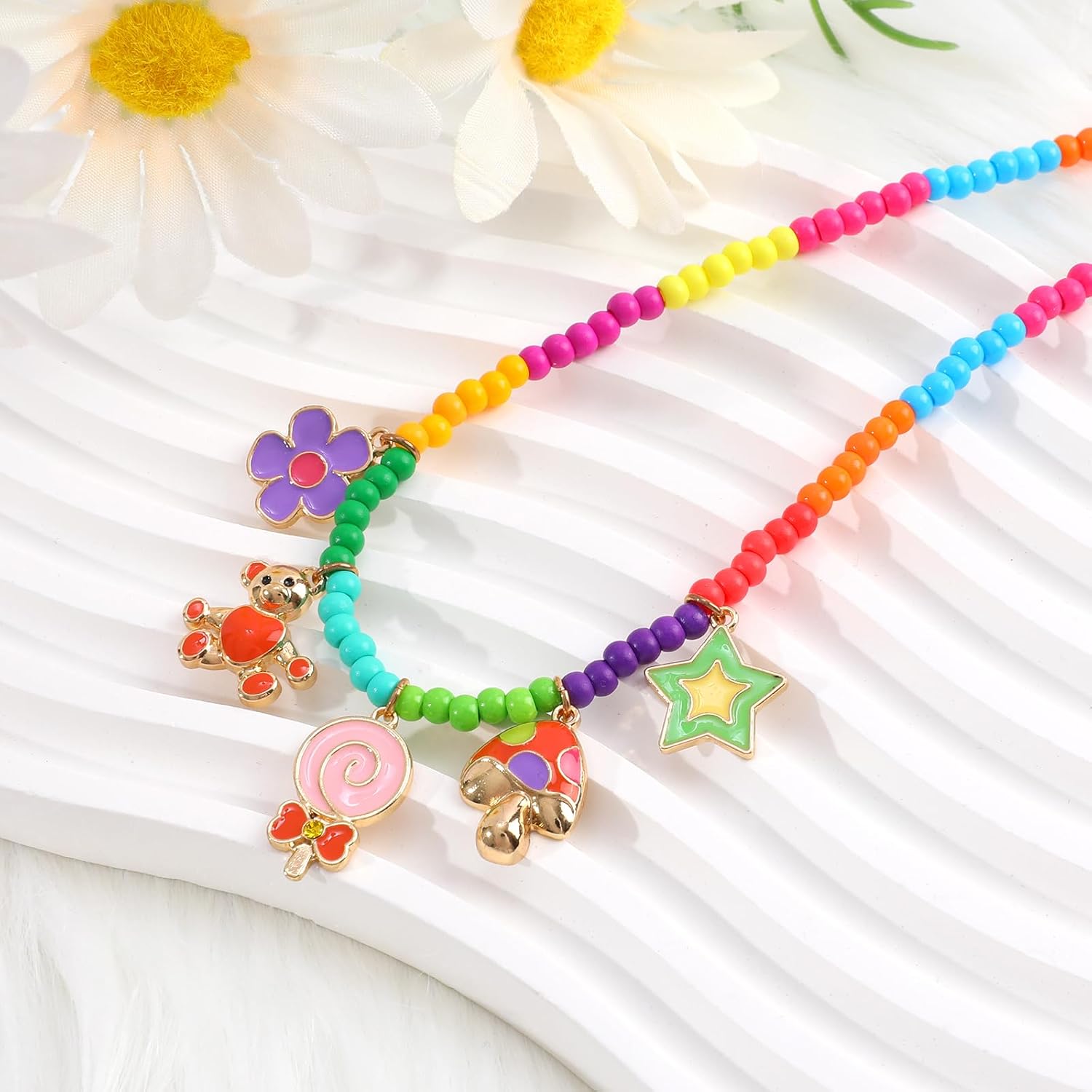 Colorful Beaded Necklace for Women Cute Peace Sign Ghana Ubuy