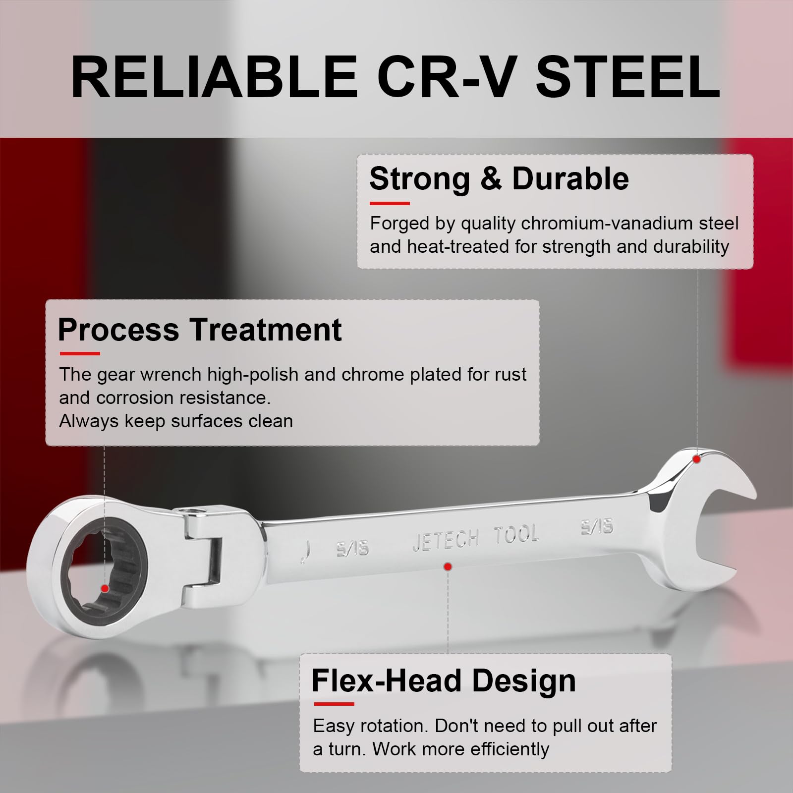 Amazon | Jetech 5/16インチ 12PT フレックスヘッドラチェット