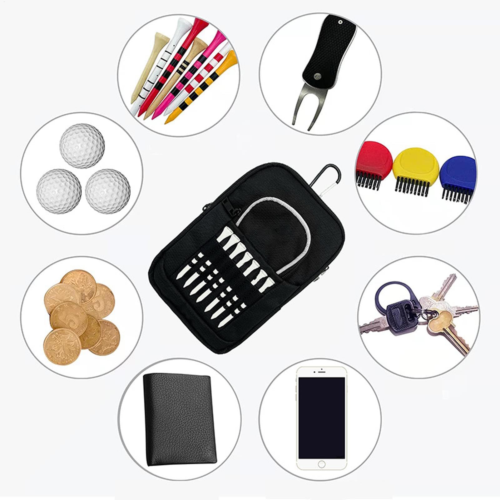 Golfball-Speicher – Golf-Zubehörhalter, Golftasche | Golf Accessory Bag plus Taschen, Meister von Golftasche mit verbesserter Lebensdauer mit Tee-Halterung für Männer (14 x 5 x 21 cm)