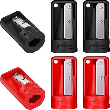 6-Pack Carpenter Pencil Sharpener, Manual Portable Woodworking Tool Stainless Steel Narrow Sharpening Tool Woodworker Pencils Sharpeners Cutter Shaver for Contractors, Students, Office & Home Use