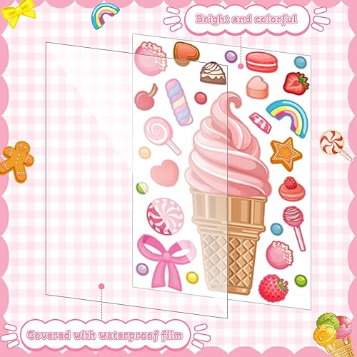 Miniatura 3 de Fuutreo 36 hojas de calcomanías de helado, regalos de fiesta para hacer tu propio helado, calcomanías para mezclar y combinar, manualidades de