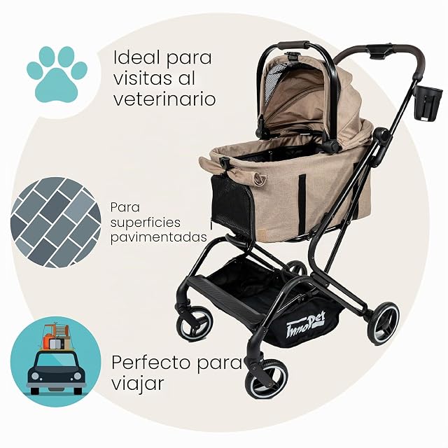 Foto 8 de 8 de Innopet Nomad carrito compacto - Cochecito ligero y plegable para perros y gatos hasta 20kg, con cesta…