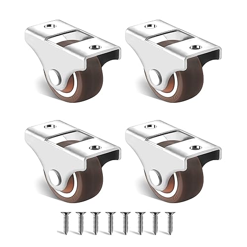 Ruedas giratorias rígidas fijas no giratorias, ruedas fijas de placa superior, ruedas de goma (4 piezas, 1.25 pulgadas)