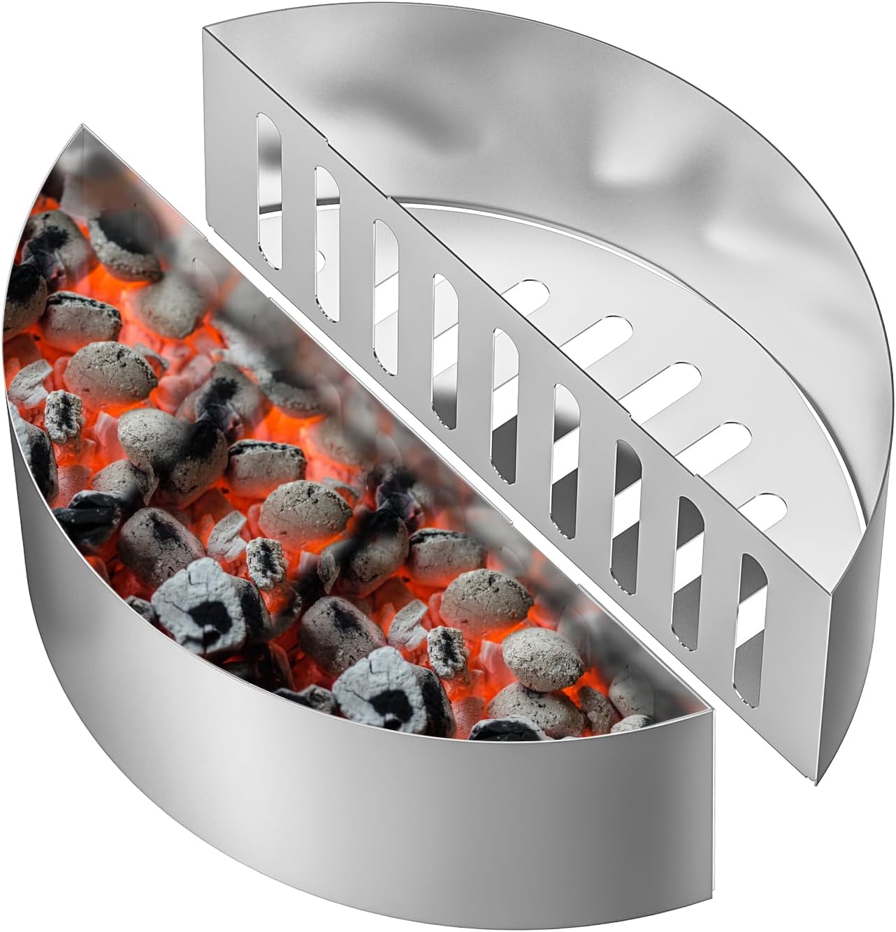 Skyflame 2 PCS Stainless Steel Charcoal Basket Holder, 2-IN-1 BBQ Grilling Accessories Compatible with Weber/Napoleon 22" / 26" Kettle Grill