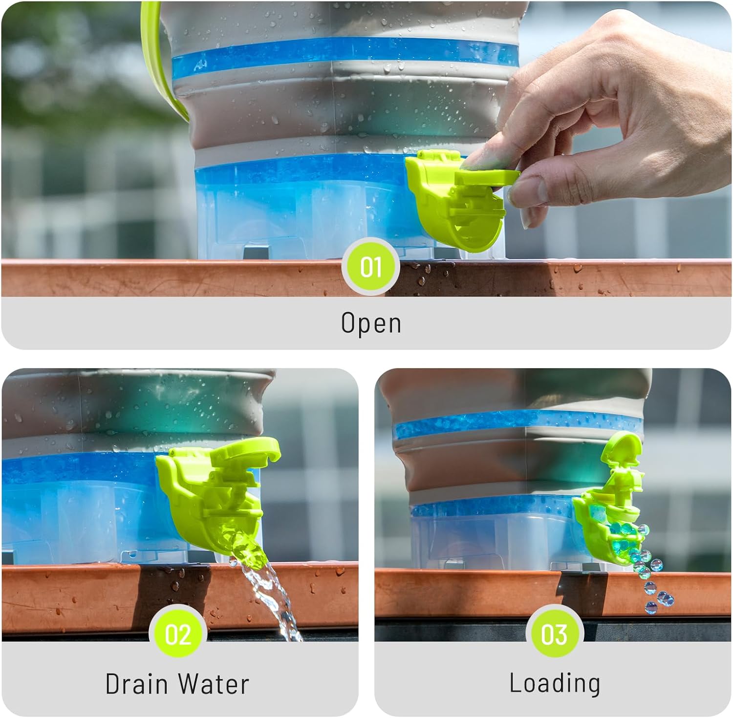 Gel Splatter Round Bucket, Portable Blaster Ammo Depot, Collapsible Blaster Accessories, 10,000+ Bonus, Large Capacity Container & Fast Loading Nozzle, Green