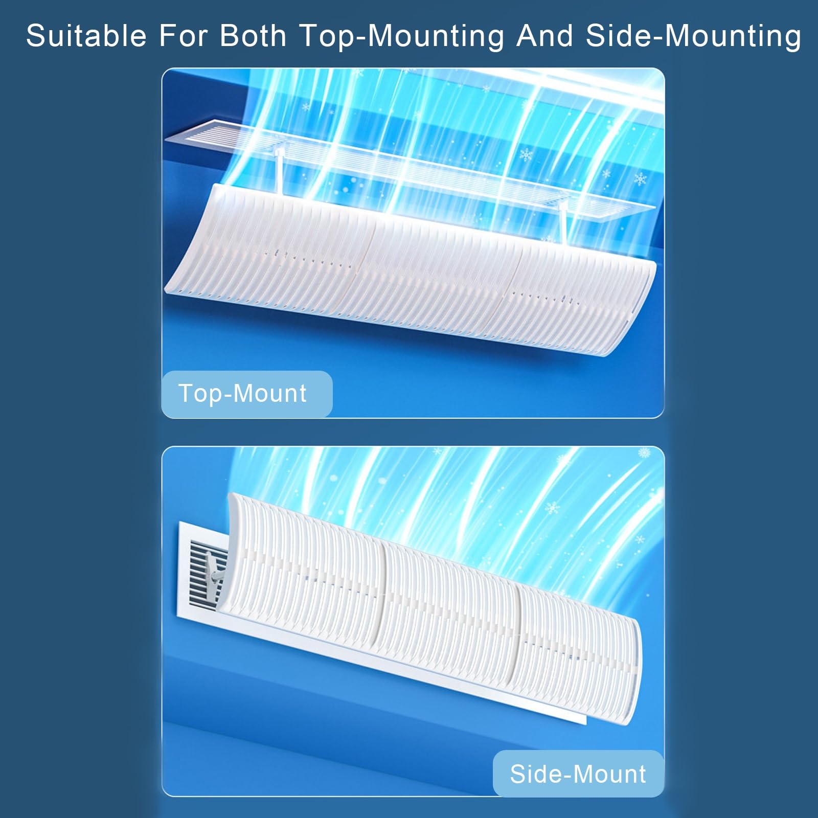 Deviatore Aria Condizionatore, Universale, Flusso 3D Multisegmentato | Plastico, senza Condensa, Uso Domestico e Ufficio, Asta di Collegamento Allungata(120x20cm/47x8in)