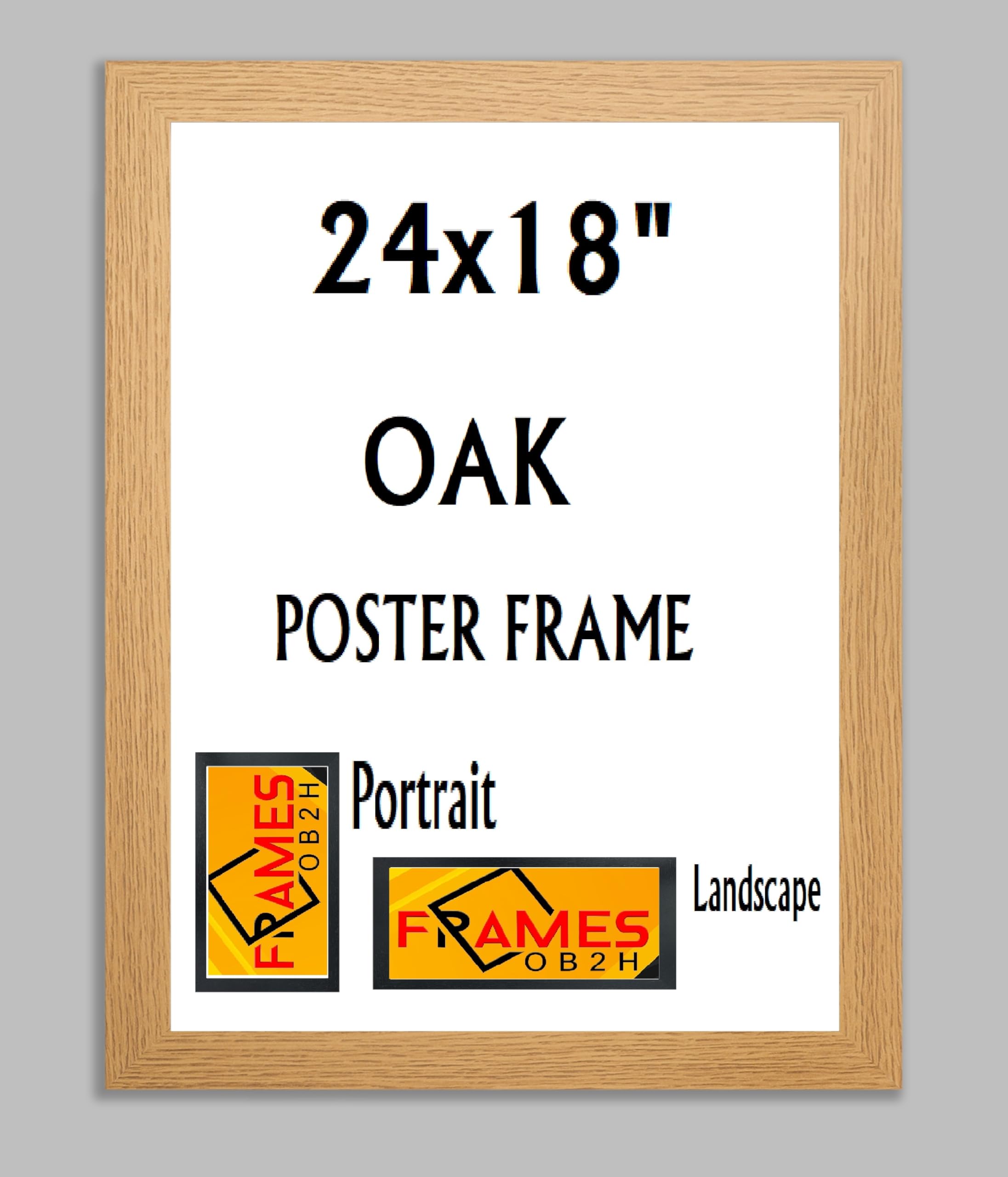 Black,Oak, Photo,Picture,Poster Frames, Portrait and Landscape Shatterproof Acrylic Glass Wall Hanging Frames (Oak, 24x18)