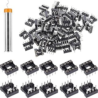 DKARDU 50 pcs Round DIP IC Socket 2.54 mm Pitch 8 Pin IC Socket Adaptor Round Hole Type Not Easy to Break,with tin Wire Pen for Electronics Experiment DIY