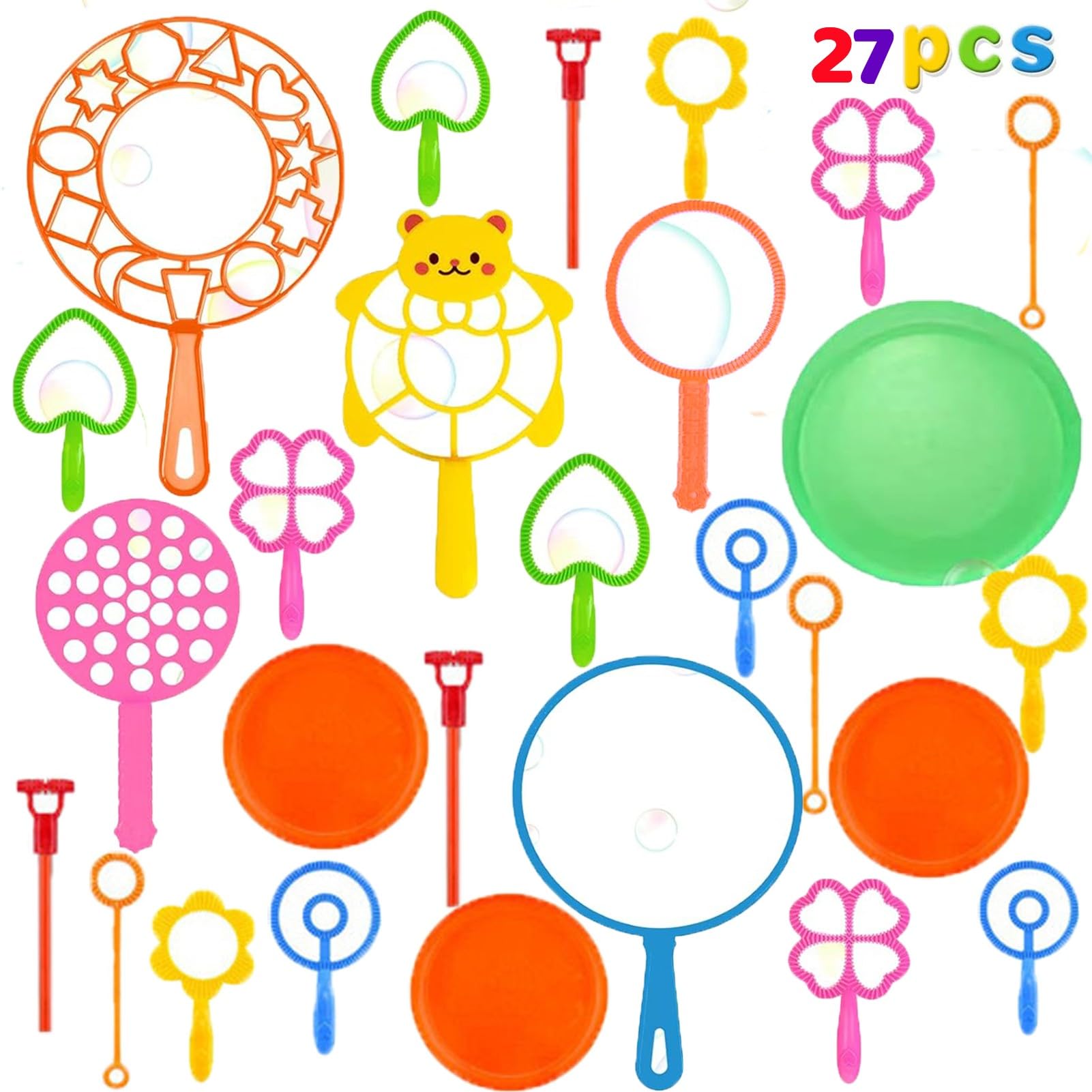 QXNDXQ 27PCS Kit de Soplado de Burbujas, Maquina de Burbujas, Kit de Pompas de Jabon, Juego de Pompas Gigantes de Jabón para Niños, para Juegos al Aire Libre para Niños, Picnic, Fiestas, Cumpleaños
