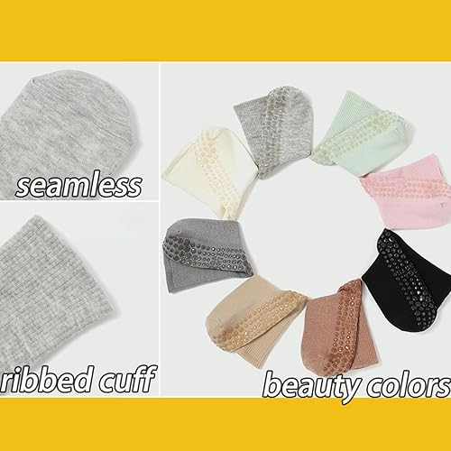 Miniatura 8 de Calcetines de agarre para mujer, calcetines de yoga para pilates, antideslizantes, barre danza, hospital, correr, lindo, de algodón, 34 pares