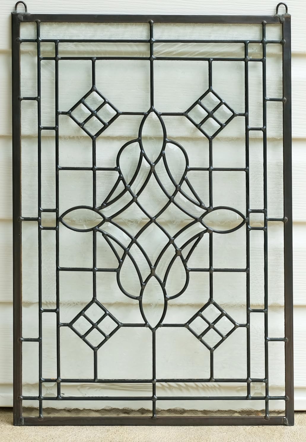 All clear beveled glass hanging window Panel 16"x24"