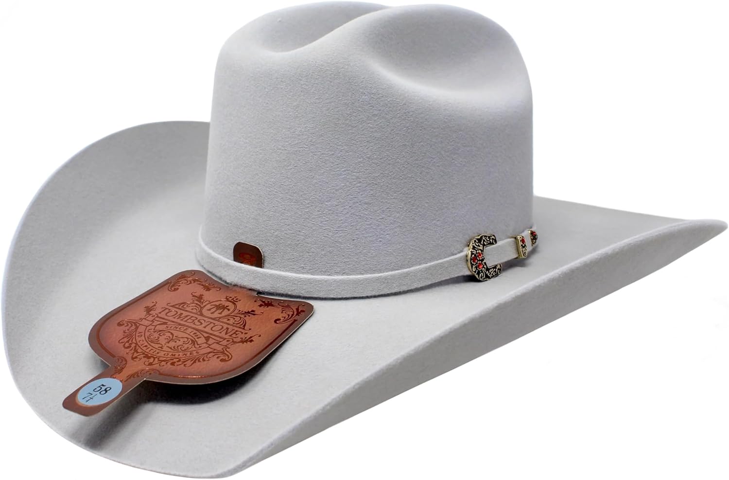 Original Tombstone 20X Western Cowboy Felt Hat for Men and Women - Cattleman Style - Grey - Image 8