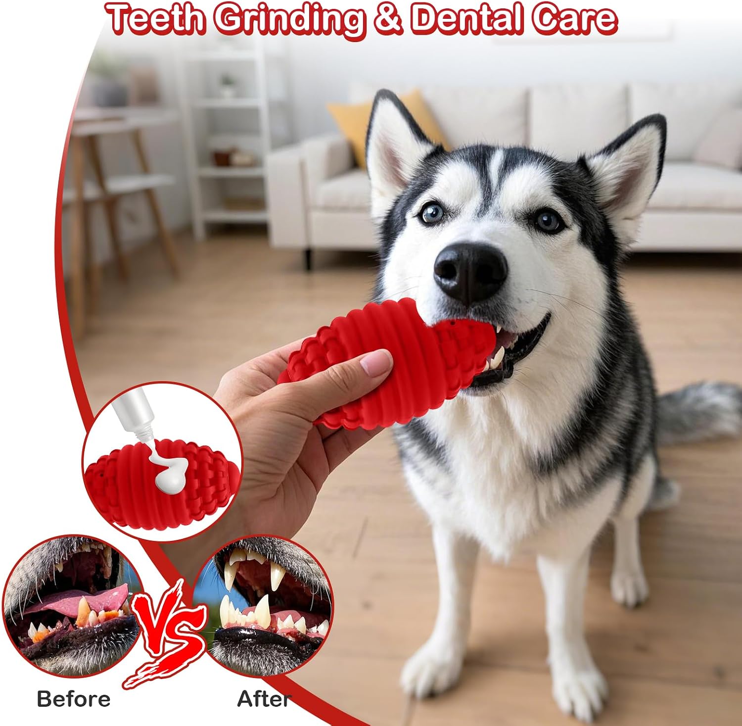 Dog Ball Toys for Aggressive Chewers, Natural Rubber Premium Puppy Chew Ball with Squeaker, Durable Pet Toy for Medium and Large Breeds, Indoor and Outdoor (XS)