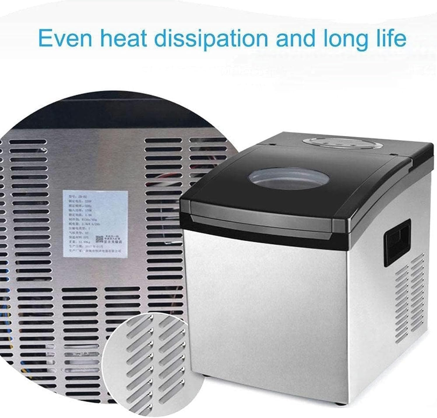 Ice Cube Maker Ice Maker Machine, 2 Size Ice Cube in 12-20 Mins, 10-15kg Ice in 24 H, LCD Display, Automaticwaterinlet No Plumbing Required Great for Home Kitchen Bar 1.5L