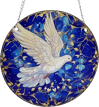 5.9 Dove Acrylic Window Hanging Pigeon Stained Acrylic Wall Hanging Dove Pigeon Acrylic Suncatcher for Home Coffee Shop Dining Room Decor