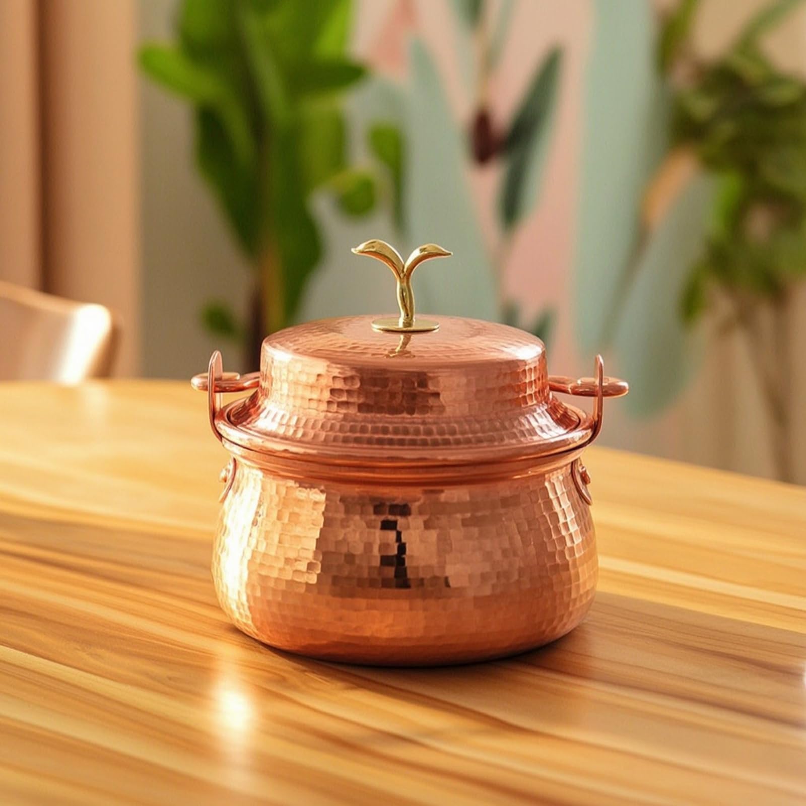 Mini Kupfertopf Kupfer Kochtopf Schmortopf Serviertopf Handgehämmert mit Dekorativem Und Robuster Konstruktion Kompaktes Format 1100ml für Kochen Servieren Wohnambiente