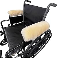 Vista 1 de Sofsheep - Fundas para reposabrazos de silla de ruedas de piel de oveja real, fundas para reposabrazos para sillas de ruedas, almohadillas