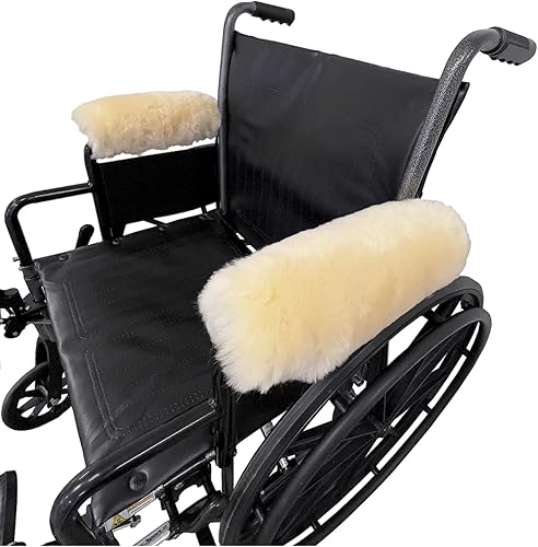Sofsheep - Fundas para reposabrazos de silla de ruedas de piel de oveja real, fundas para reposabrazos para sillas de ruedas, almohadillas para