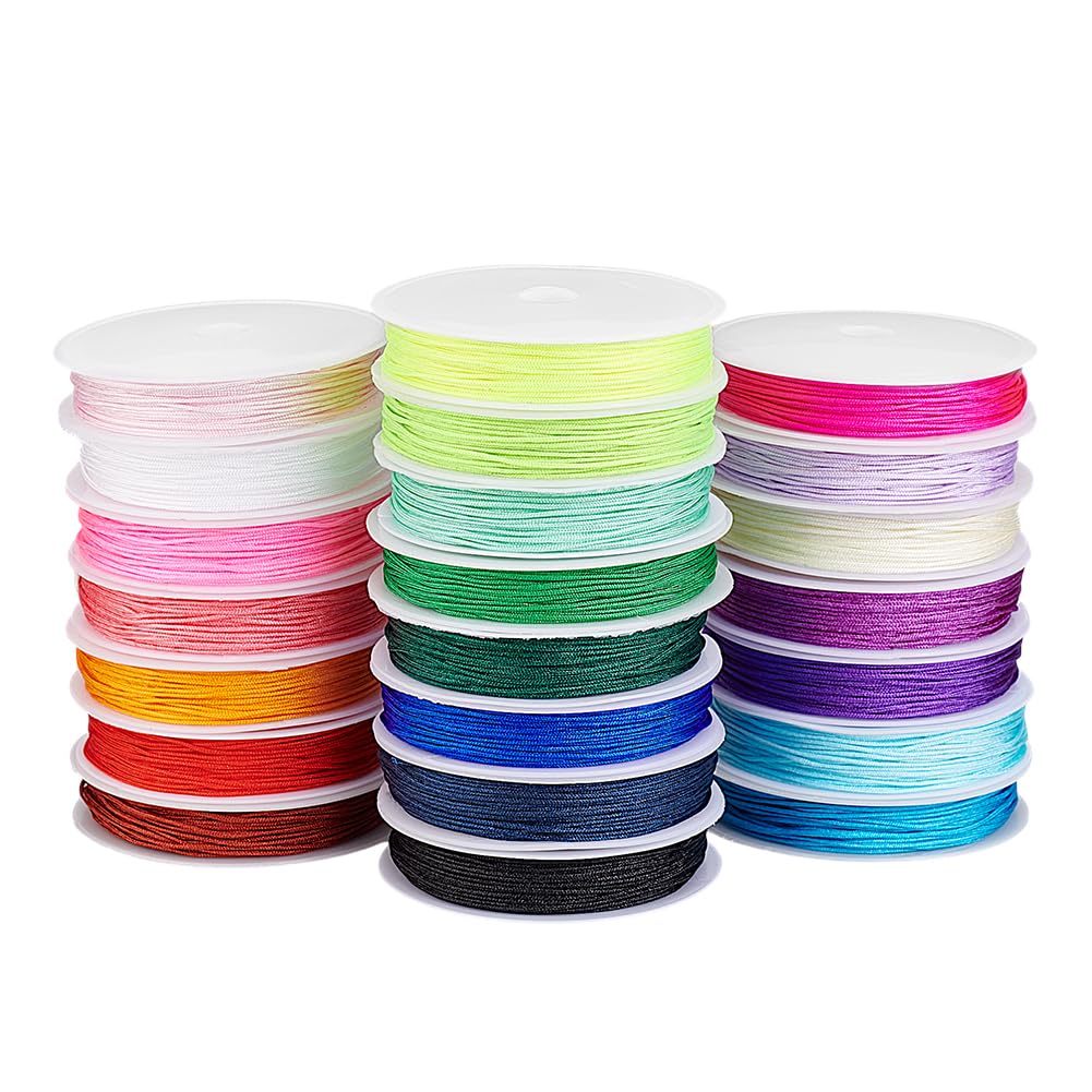 PH PandaHall Cordoncino in nylon per braccialetti da 1 mm, 22 colori, filo di nylon intrecciato colorato, per la creazione di gioielli, bracciali, collane, macramè, 220 metri