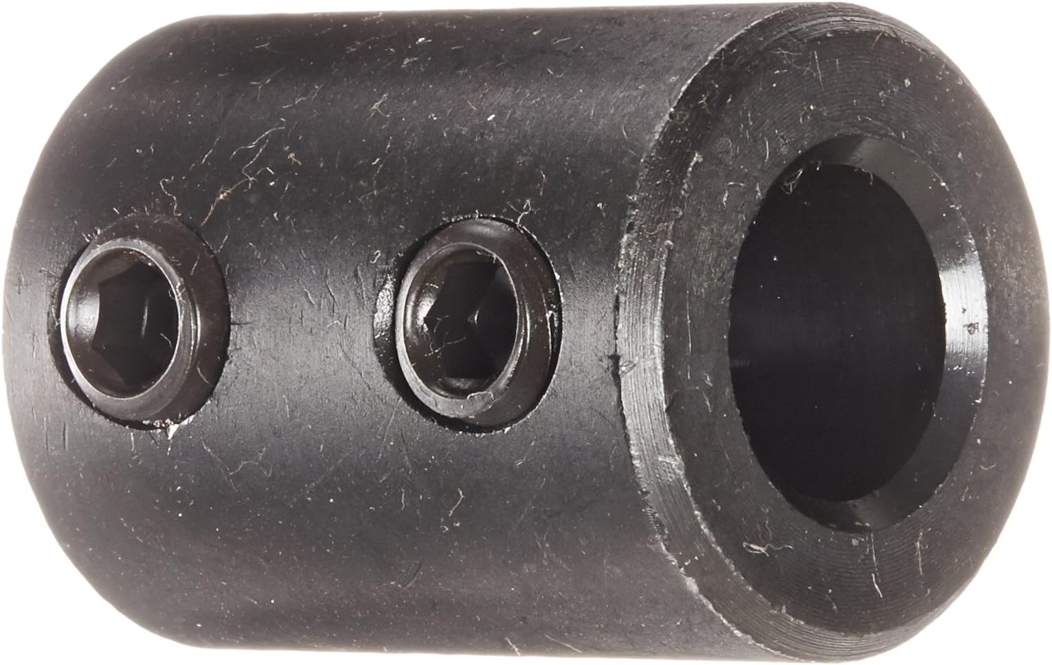 RC-037 Black Oxide Plated Mild Steel Rigid Coupling, 3/8" Bore, 3/4" Outside Diameter, 1" Length, 1/4"-20 x 3/16" Set Screw