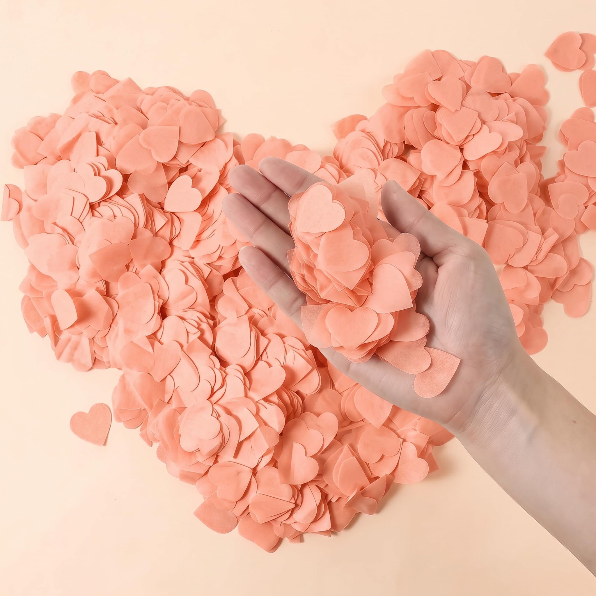 Ertzinla Peach Heart Confetti, 10,000 Pcs 2.5cm Eco Biodegradable Tissue Paper Scatter for Autumn Wedding, Boho Terracotta, Halloween, Tropical Summer, Hen Party, Birthday, 1 Pack โ image 1