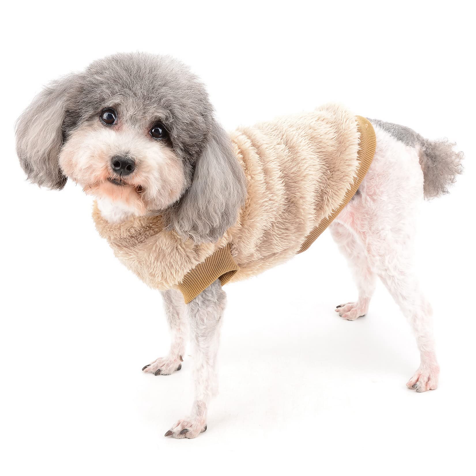 Zunea Vest voor kleine honden, winter, fleece, warm, zacht en wollig, trui voor puppy's met D-ring voor harnas en lijn, kleding voor huisdieren zoals chihuahua's en katten, grijs, S