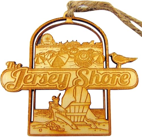 Jersey Shore Ornamento de madera para árbol de Navidad