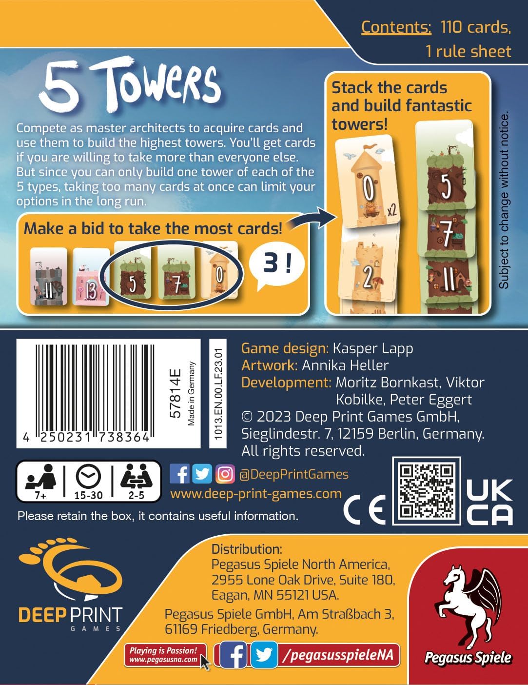 Pegasus Spiele 5 Towers Card Game