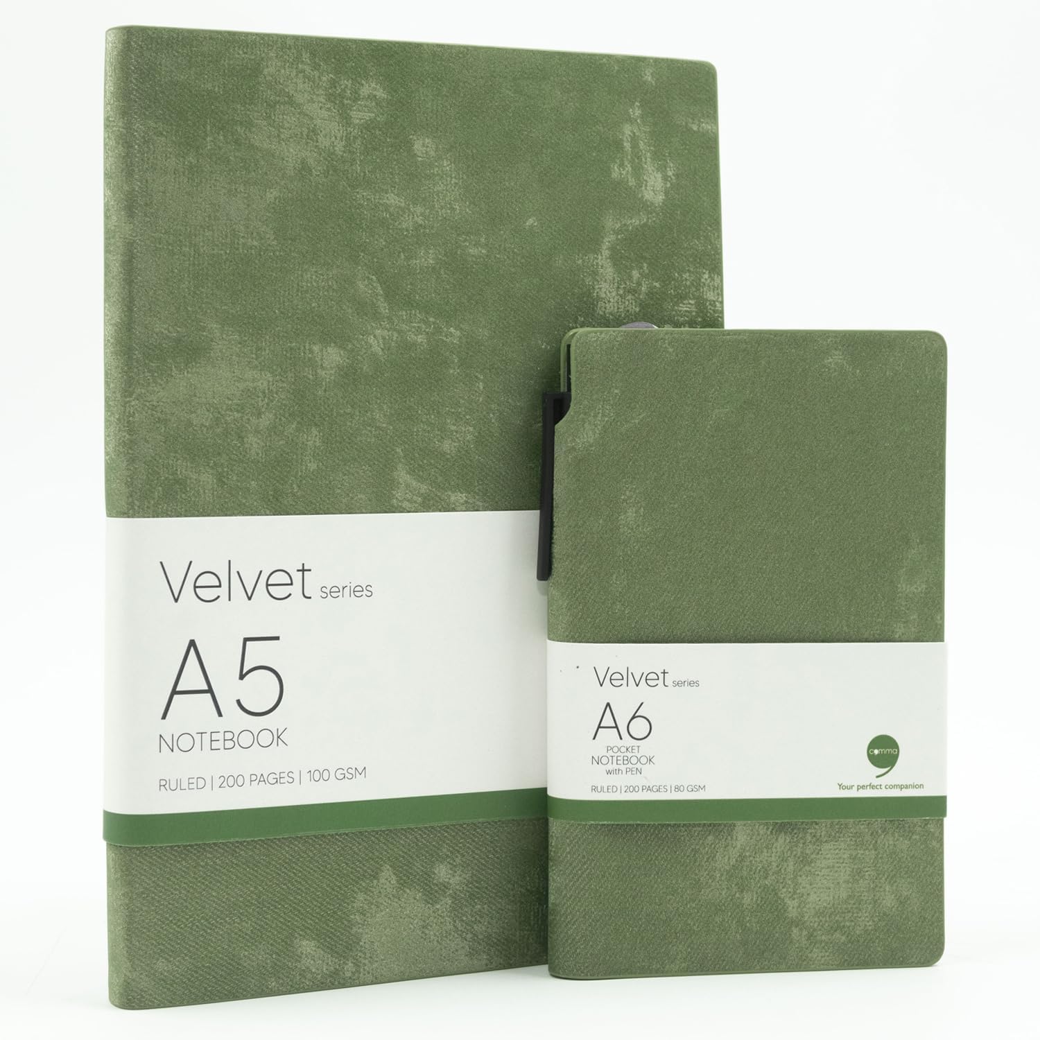 COMMA Abaca – A5 Size – Hard Bound Notebook with Elastic Band Closure ...