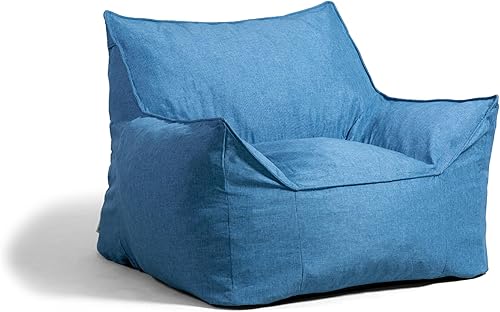 Big Joe Imperial Lounger - Puf otomano relleno de espuma con funda extraíble, color azul pacífico, poliéster tejido duradero, 2 pies