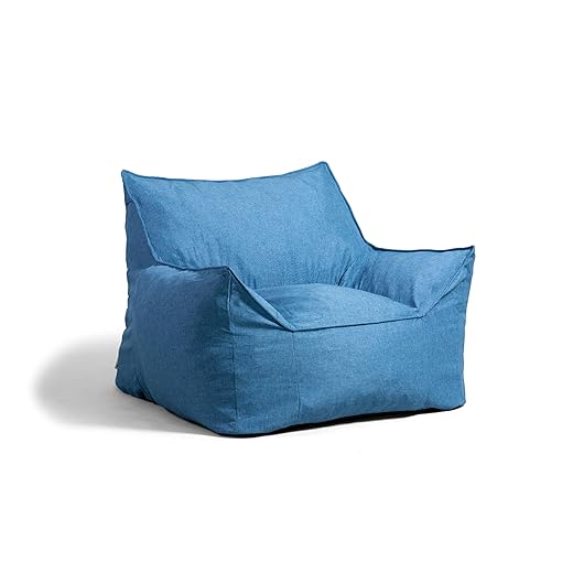 Big Joe Imperial Lounger Foam Filled Bean Bag Armchair with Removable Cover, Pacific Blue Union, Durable Woven Polyester, 4 feet Big