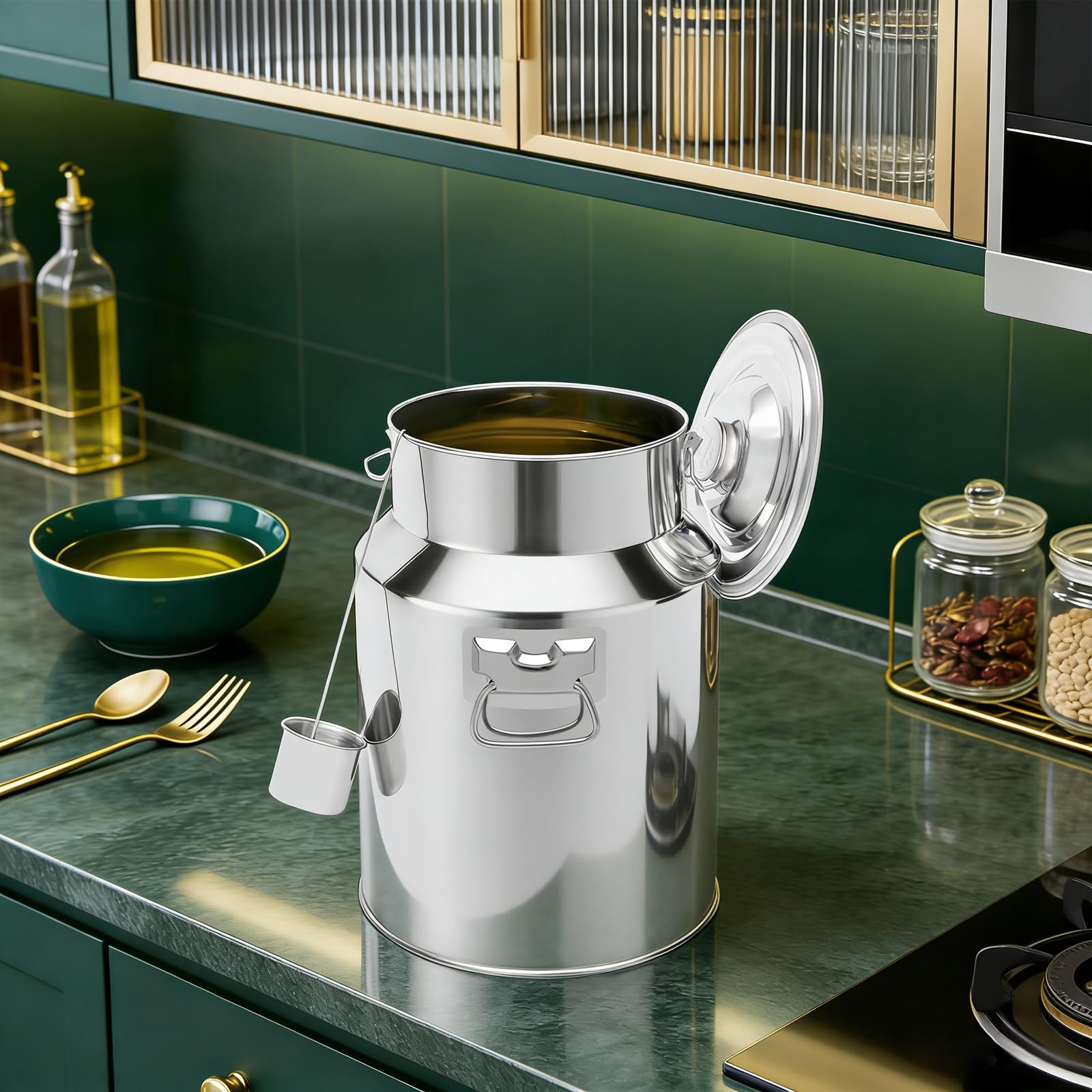 Pichet à lait hermétique 28 l en acier inoxydable avec couvercle anti-fuite, récipient de rangement robuste pour la maison, la cuisine, le restaurant, le commerce