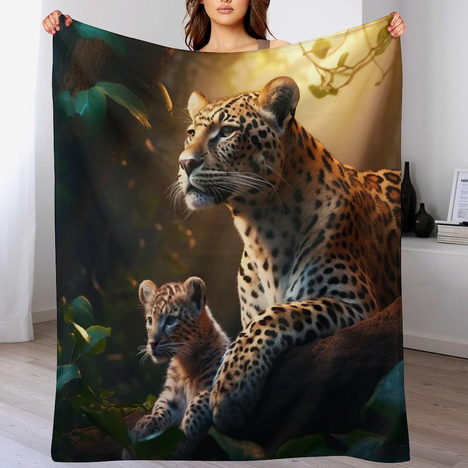 Manta de franela de leopardo suave y tacto peluche de 180x200 cm
