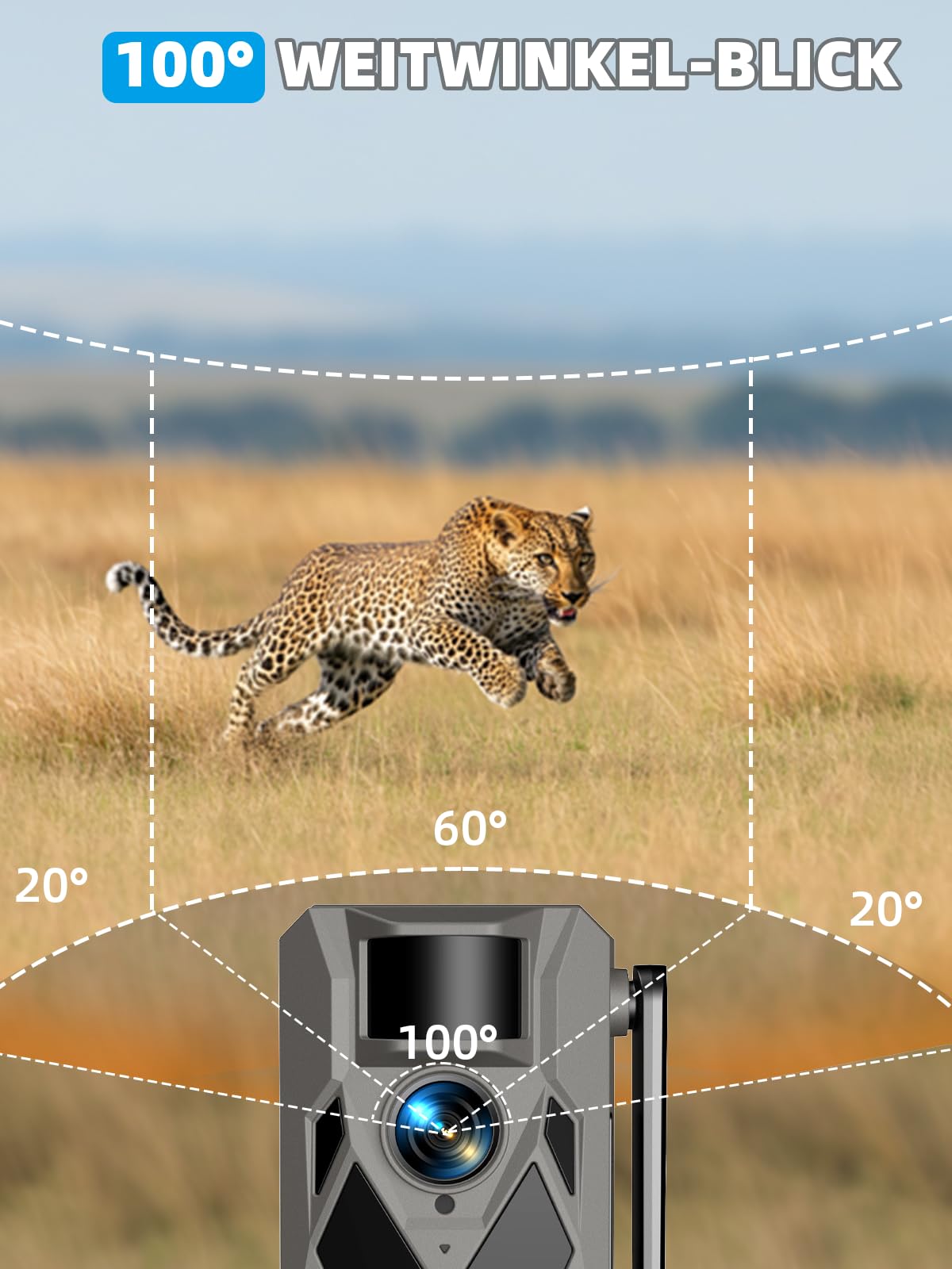 Wildkamera, 4G LTE Wildkamera mit Handyübertragung APP, 2,5K Wildtierkamera Solar mit SIM Karte, Bewegungsmelder, Nachtsicht, 0,2 s Auslösezeit, IP65 wasserdicht, 32GB SD Karte und 7800mAh Akku