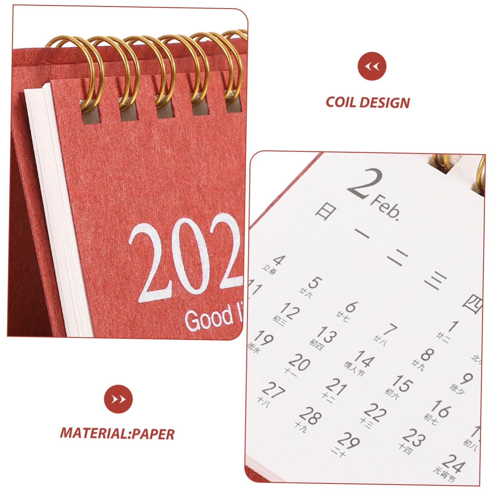 Calendario da Tavolo in Spessa Calendario Mensile da Scrivania Rilegatura Spirale Decorazione per Casa e Ufficio Design Semplice e Moderno
