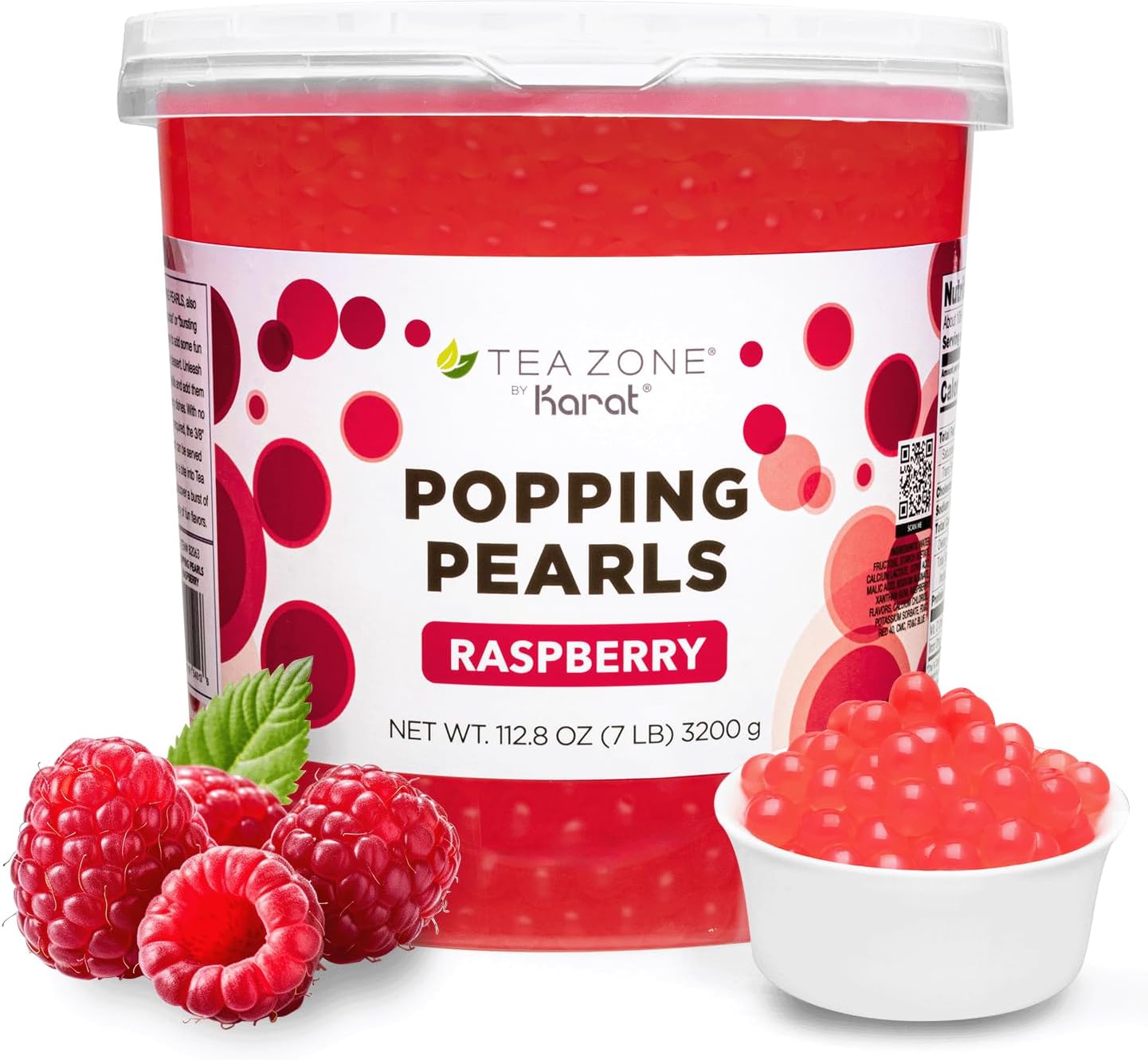 [7 Pounds] Raspberry Popping Pearls for Boba Tea Beverages, Sweets, Ice Cream Topping | B2063